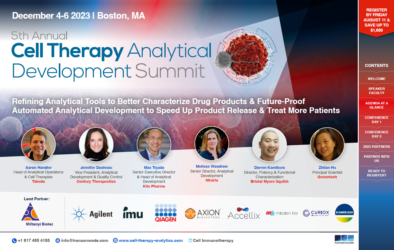 Image of the Cell Therapy Analytical Development Summit Brochure front cover