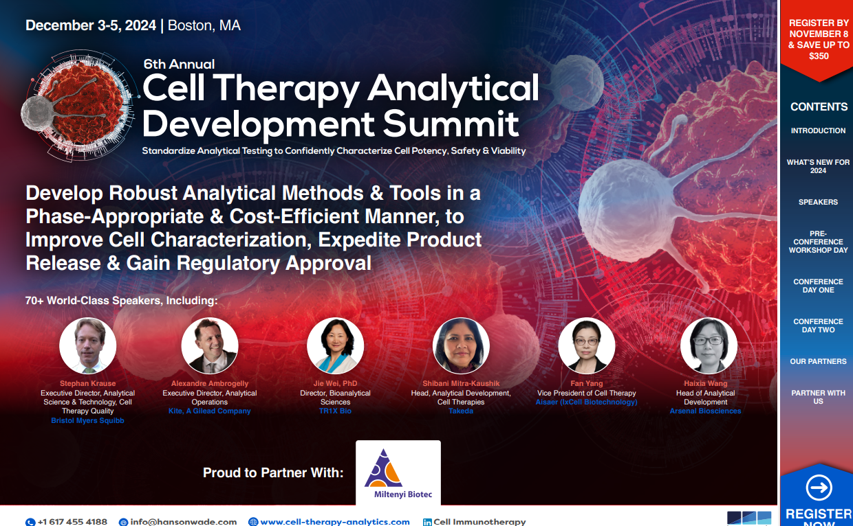 6th Cell Therapy Analytical Development Summit Brochure