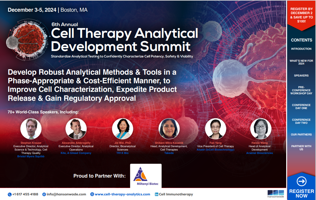 6th Cell Therapy Analytical Development Brochure Front Page